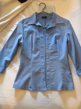 Vintage Seduction Blue Button-Up Blouse